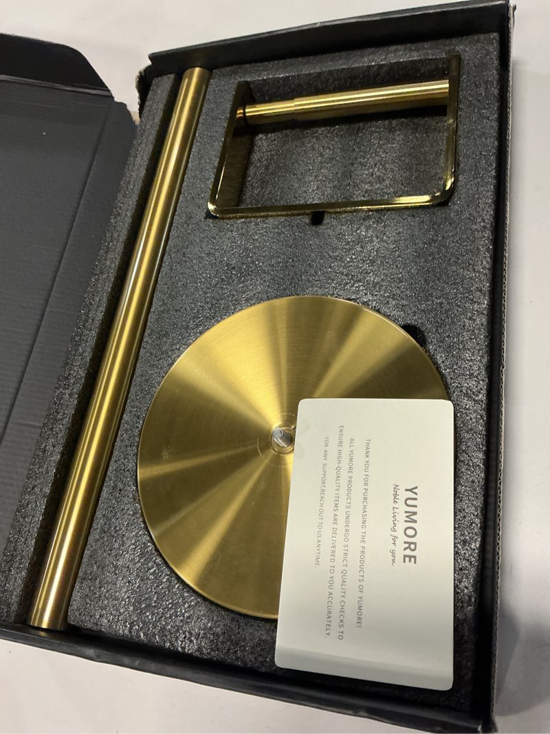 Condition photo showing Good Condition for YUMORE Toilet Paper Holder Free Standing, Stainless Steel Toilet Paper Stand, Weighted Base Floor Tissue Roll Holder for Bathroom,Gold 200UP