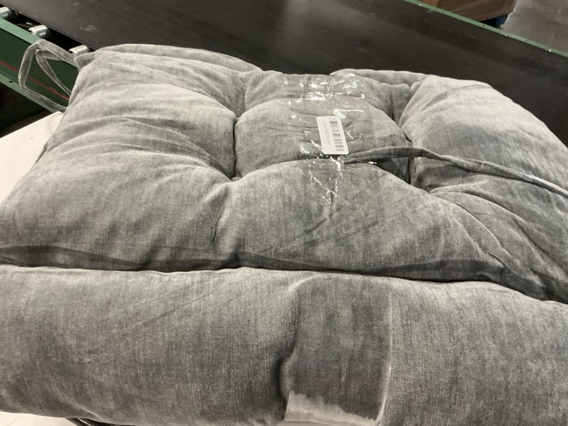 Condition photo showing Good Condition for wingback rocking chair cushion - large adirondack chair cushions, high-density sponge, comfort chenille indoor rocker pads with ties, 2 piece sets- seat cushion & back cushion, grey | standard size grey 22.2 x 26.7 x 3 in & 17 x 17 x 4 in (2-piece set)