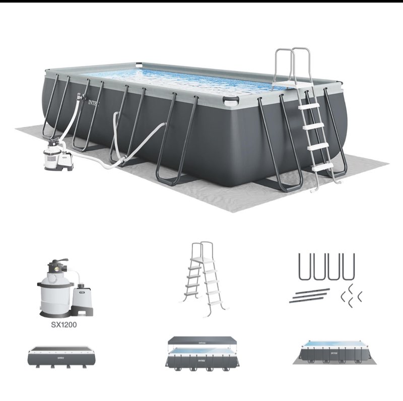 (Incomplete) Intex 26355EH Ultra XTR Deluxe Rectangular Above Ground Swimming Pool Set: 18ft x 9ft x 52in – Includes 1500 GPH Sand Filter Pump – SuperTough Puncture Resistant – Rust Resistant – Easy to Assemble