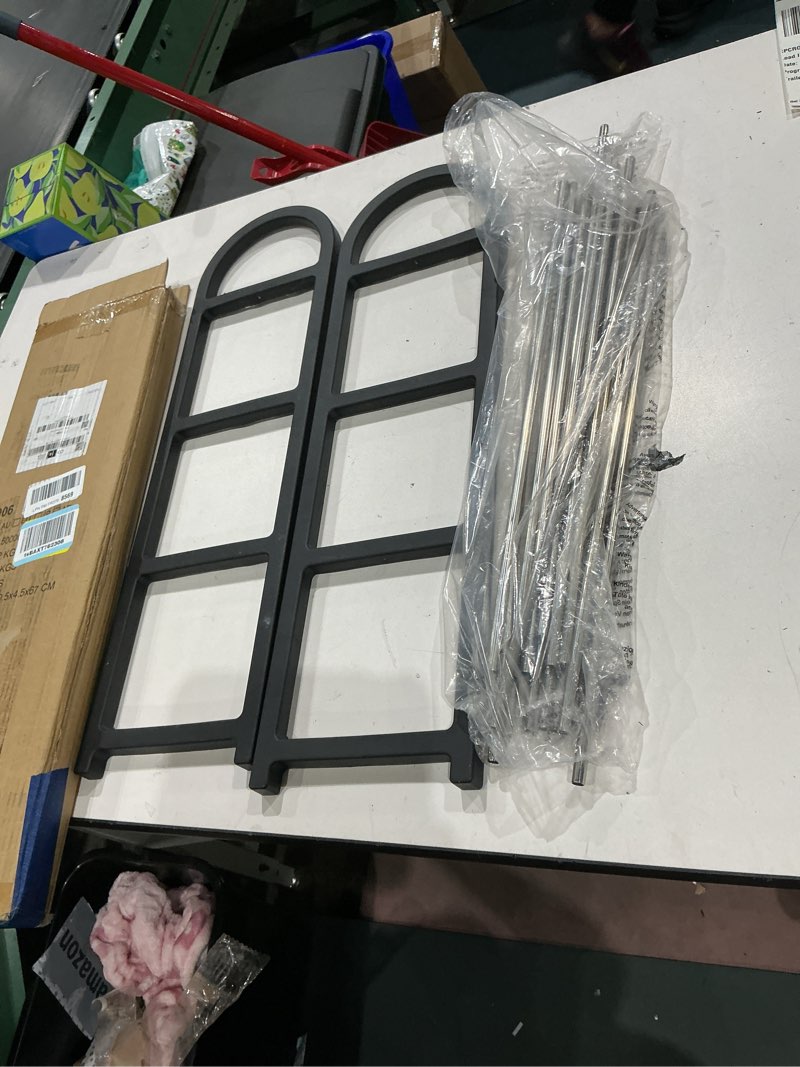 Condition photo showing As Is for black multi-layer simple plastic shoe rack, 43x19x42cm