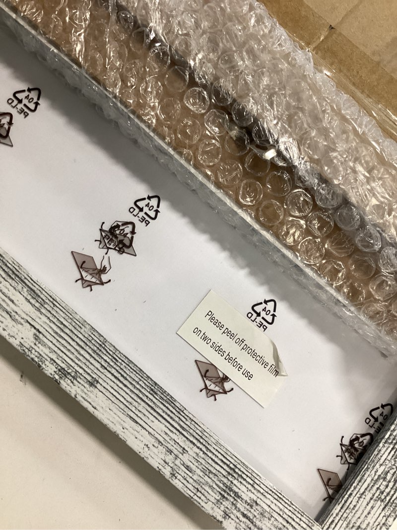 Condition photo showing Good Condition for 16x20 Picture Frame Set of 2 with Plexiglass, Distressed White Poster Frame Display Pictures 11x14 with Mat or 16 x 20 Without Mat, Wood Photo Frame for Gallery Wall Mounting Horizontal and Vertical