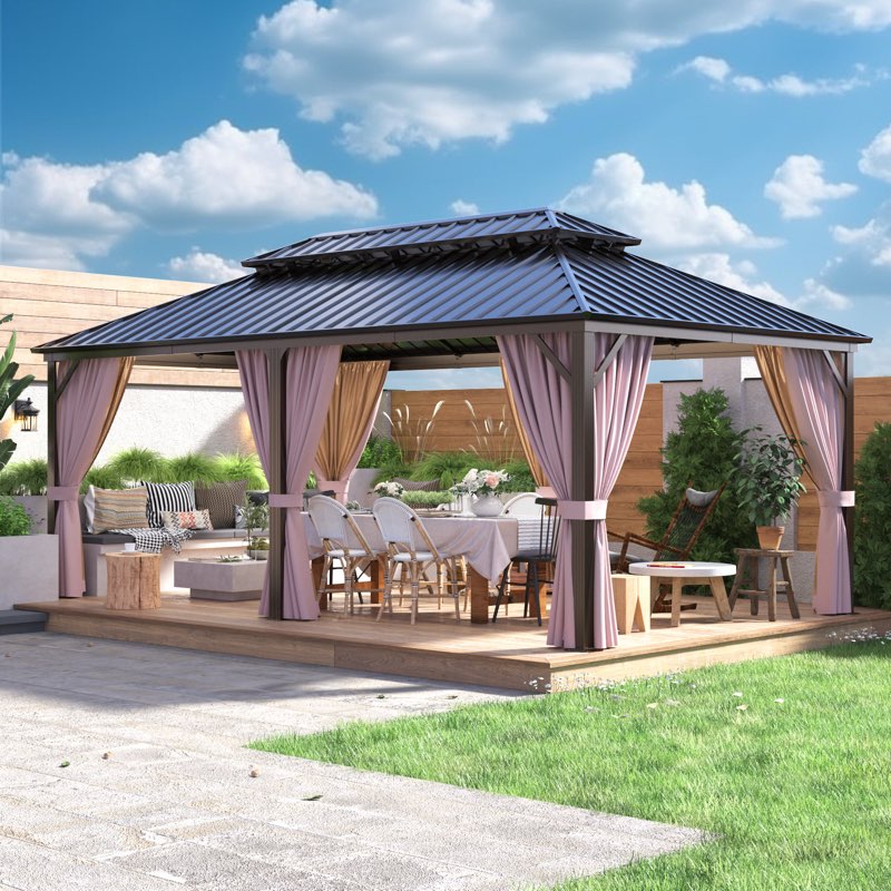 20 Ft. W x 12 Ft. D Metal Patio Gazebo