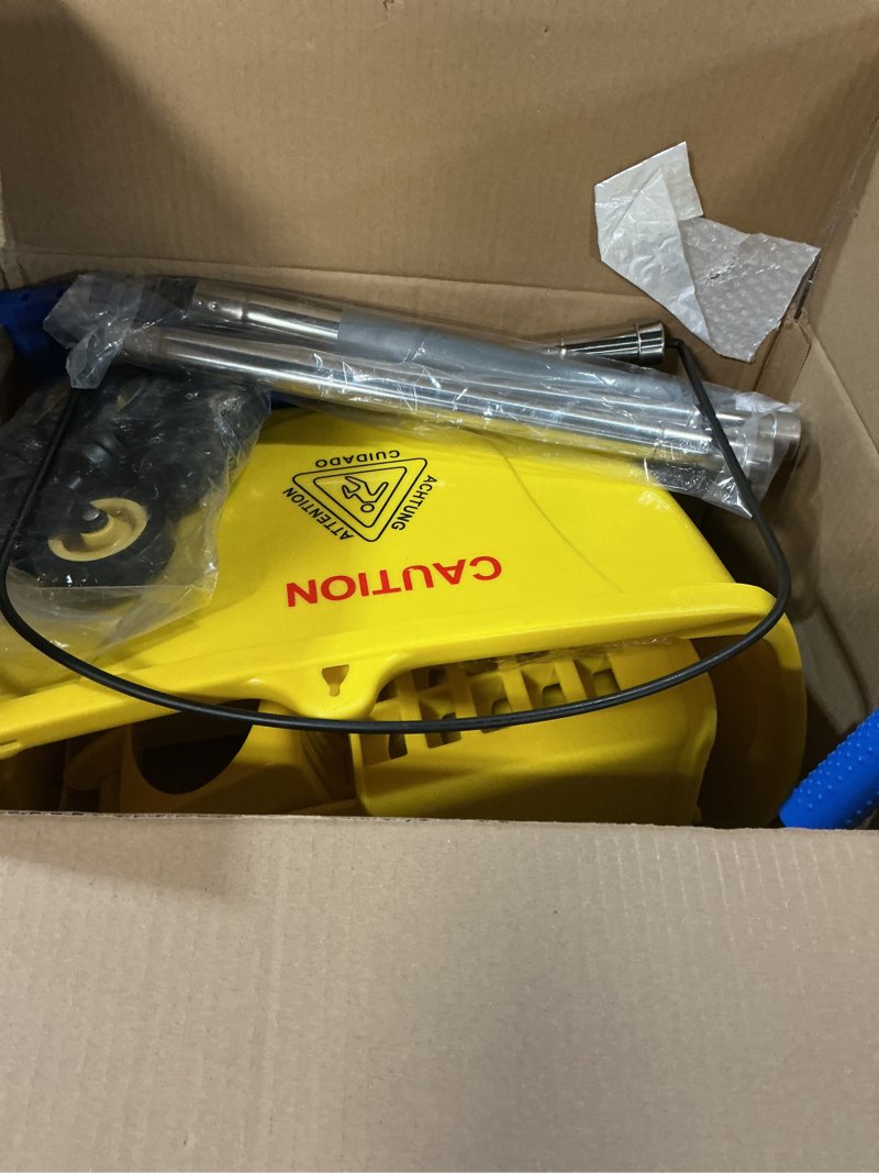 Condition photo showing Good Condition for 35QT Side-Press Mop Bucket and Wringer Combo on Wheels, Yellow,Including One Heavy Duty Industrial Mop and One Set Large Rubber Cleaning Gloves