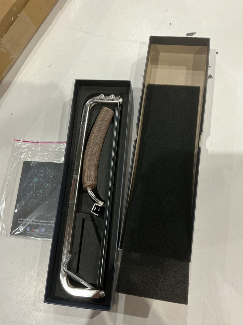 Condition photo showing Good Condition for 2025 upgrade bread knife for homemade bread, world's 1st real bow-design sourdough bread slicer, razor-sharp cutter for crusty sourdough & baguette, 4 thickness scale marks, ideal gift right-handed