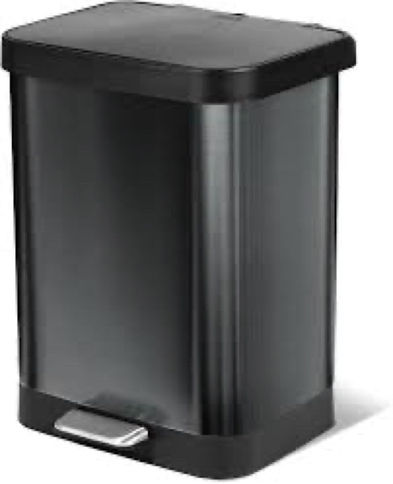 Glad Stainless Steel Step Trash Can, Series 2 with Clorox Protection - Large Black Kitchen Garbage Bin with Soft Close Lid, Foot Pedal and Waste Bag Roll Holder, 20 Gallon 20 Gallon All Stainless / All Stainless Black