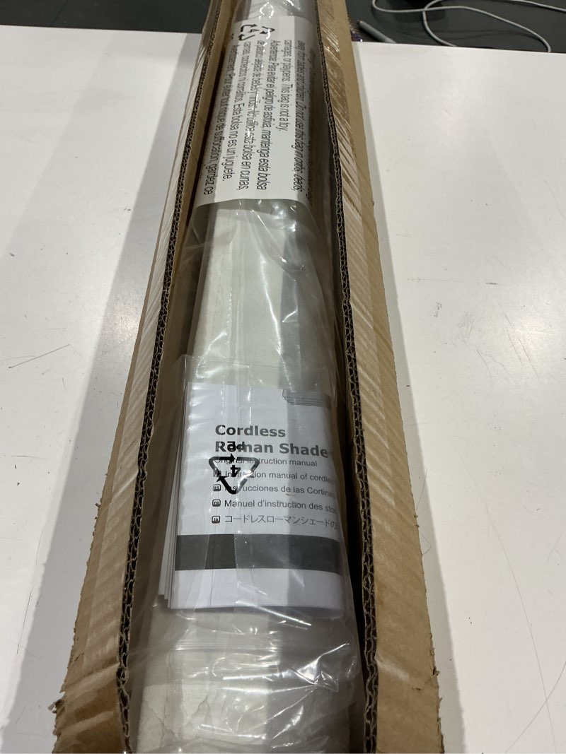 Condition photo showing Good Condition for lazblinds cordless roman shades for windows, blackout room darkening thermal insulated window blinds, lightweight fabric blinds for indoor windows, 33" w x 60" h, off white blackout - off white 33" w x 60" h