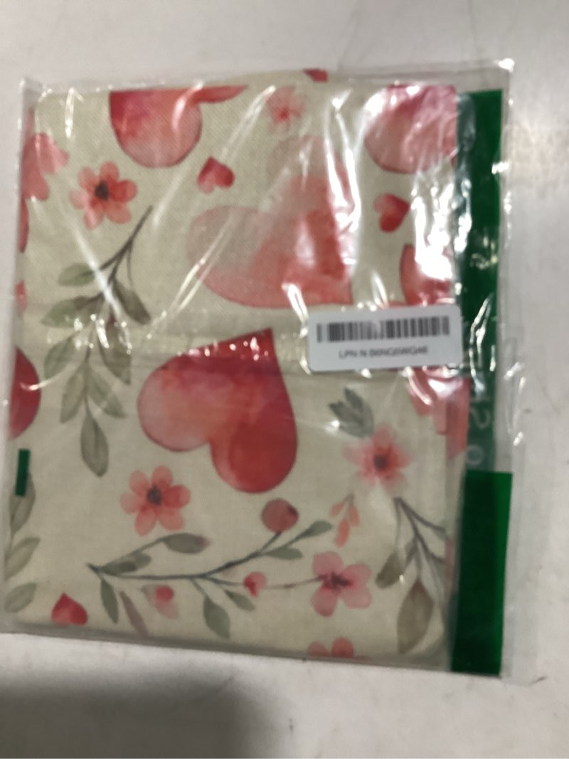 Condition photo showing New/Like New for Artoid Mode Watercolor Love Heart Leaves Floral 210 GSM Valentine's Table Runner, Kitchen Dining Table Decoration for Home Party Decor 13x36 Inch 13" x 36", Table Runner Beige/Red