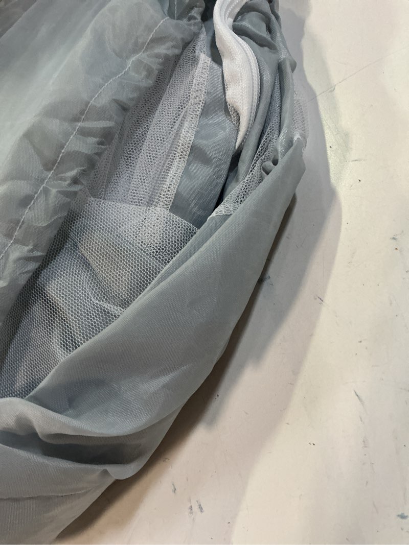 Condition photo showing As Is for mengersi mosquito net foldable pop up travel tent,bed canopy camping mosquito net for travel bedroom and outdoor trip,twin size bed (gray) light gray