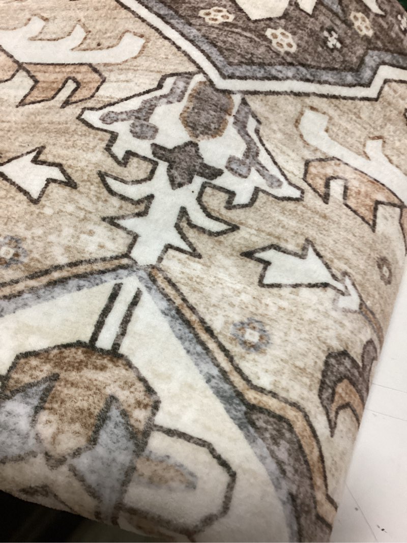 Condition photo showing Good Condition for 8x10 area rugs living room: washable boho large neutral vintage soft rug stain resistant farmhouse non slip indoor floor carpet for bedroom nursery kids playroom office dining room home decor- brown beige brown 8' x 10' (rectangular)
