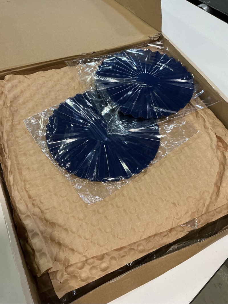 Condition photo showing Good Condition for ITrixgan 7 Pieces Deep Blue Wall Art Round Metal Modern Accent Large Sunburst Hanging Decorations Above Bed TV for Home Office Bedroom Living Room Deep Blue Mixed 7pcs
