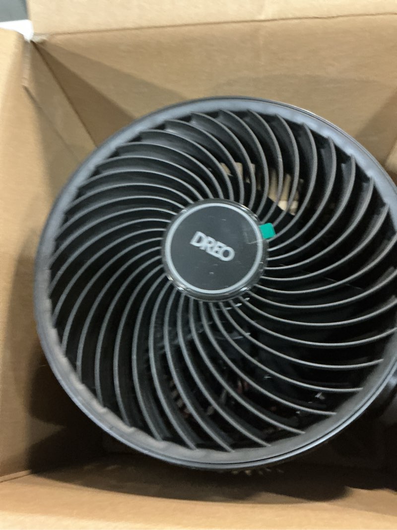 Condition photo showing Good Condition for dreo 7-inch portable oscillating table fan, 70ft of powerful airflow, 120-degree manual tilt, 3-speeds, black