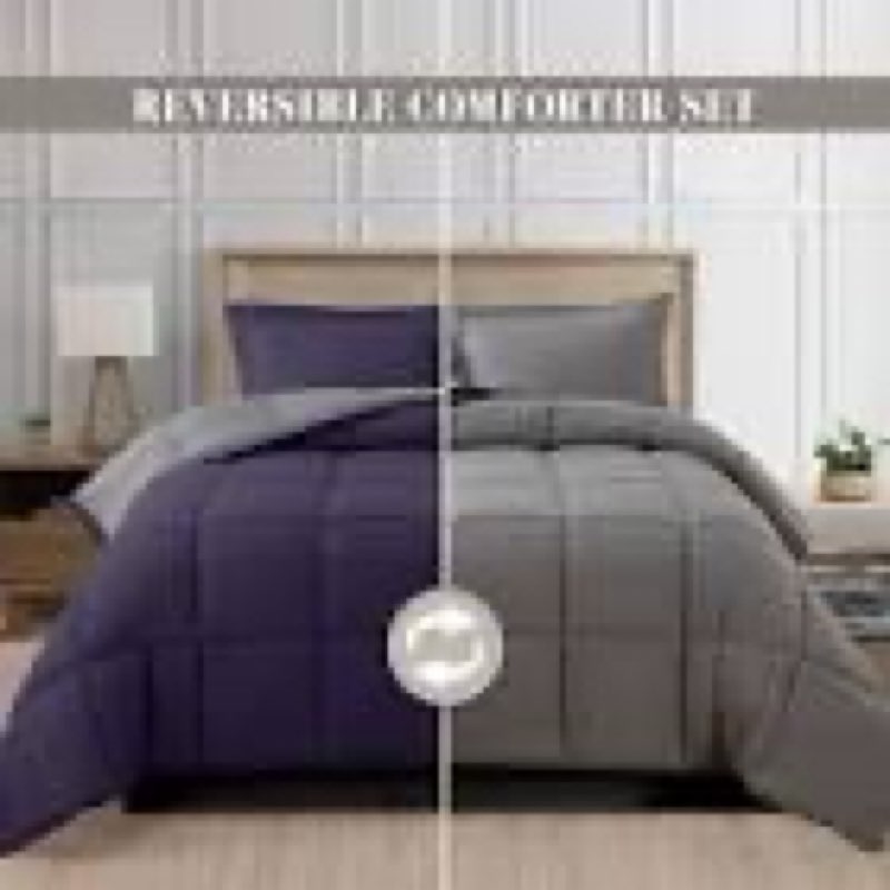 Comf-Reversible Twin XL Purple Gray 