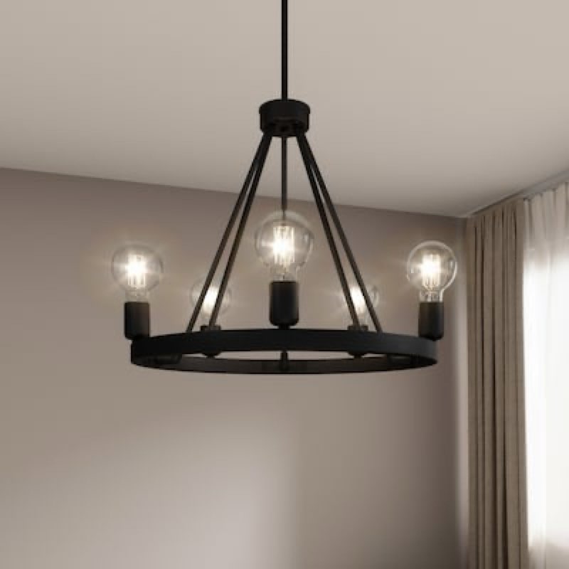 Quoizel Pendle Brooke 5 -Light Matte Black Bare bulb Steel Chandelier