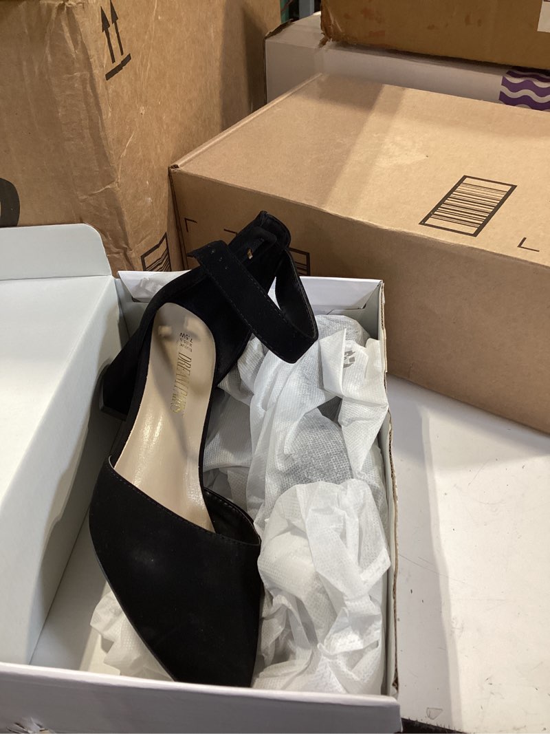 Condition photo showing Good Condition for dream pairs women's closed round toe low block heels ankle strap chunky heel pumps dress wedding office party shoes 7.5 black-nubuck