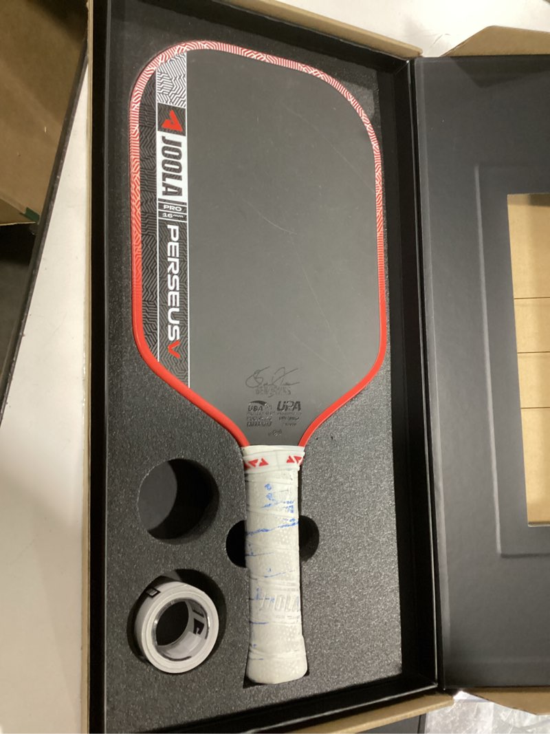 Condition photo showing Good Condition for joola pro v pickleball paddle - 14mm/16mm - raw carbon fiber textured surface - enhanced frame & propulsion core, usapa & upa-a certified, nfc chip enabled, premium control & lightweight performance 16mm perseus