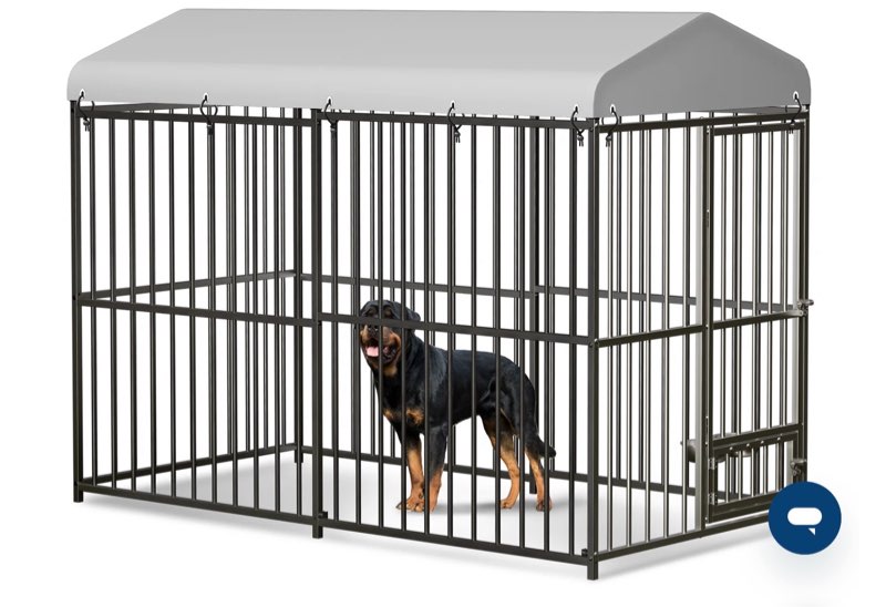 Garvee Large Outdoor Dog Kennel, Heavy Duty Dog Cage with Roof, Dog Kennel Galvanized Iron Dog House with Safety Locks, UV & Water Resistant Proof Cover, for Garden Backyard(8x4x6ft)