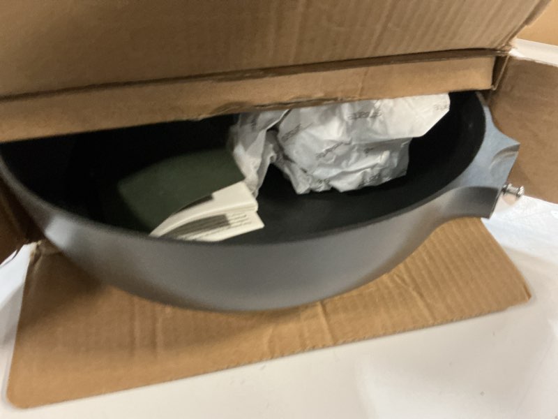 Condition photo showing Good Condition for sensarte nonstick frying pan skillet with lid, 12 inch large deep frying pan, 5 qt non stick saute pan with cover, induction pan, healthy non toxic cooking pan with helper handle, pfoa pfos free 5qt / 12in classic black