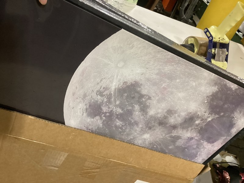 Condition photo showing New/Like New for Large Framed Black and White Moon Wall Art, 2 Piece the Moon Canvas Art Prints, Minimalist Lunar Pictures for Living Room Bedroom Dining Room Hallway Home Office Wall Decor 24x36 In 24" W x 36" H x 2Pcs Moon Duality