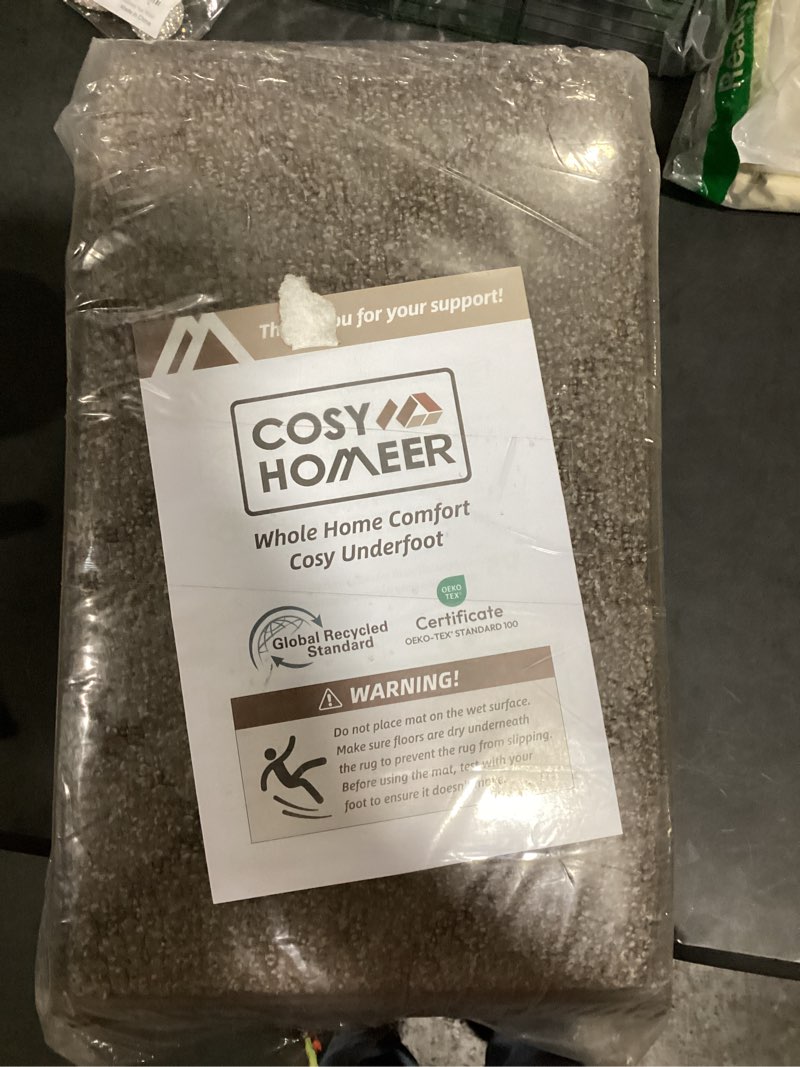 Condition photo showing New/Like New for COSY HOMEER Edging Stair Treads Non-Slip Carpet Mat 28inX9in Indoor Stair Runners for Wooden Steps, Edging Stair Rugs for Kids and Dogs, 100% Polyester TPE Backing (15pc, Brown) Brown 28 x 9 inches (15 pieces)