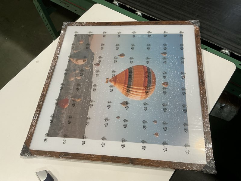 Condition photo showing New/Like New for QOTIB Wood 24x24 Picture Frame with 20x20 Mat Deep Brown, Display 20x20 with Mat or 24x24 without Ma