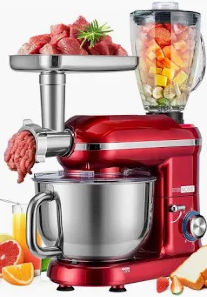 VIVOHOME 3-in-1 Stand Mixer, 6 Quart Electric Tilt-Head Kitchen Mixer with Bowl, Multifunctional Foo