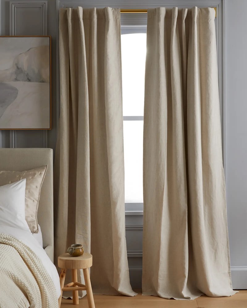 quince european linen room darkening curtain - single panel 1 panel 48x98 flax 