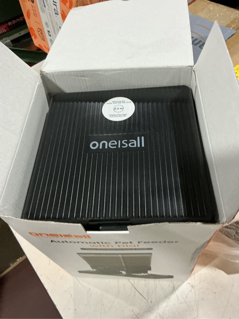 Condition photo showing As Is for oneisall automatic cat feeder for 2 cats, 20 cups/5l automatic cat food dispenser for small pets indoor, timed cat feeder for dry food black standard