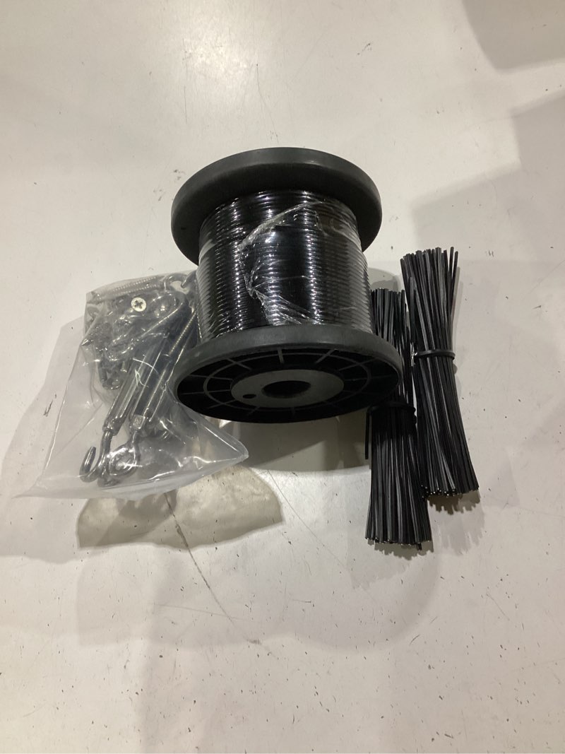 Condition photo showing New/Like New for yql outdoor lights hanging kit,globe string lights suspension kit,164ft black vinyl-coated 304 stainless steel cable,string light guide wire,hook & eye turnbuckle wire rope tension | heavy duty 164ft black vinyl coated suspension kit with turnbuckle tension for patio backyard deck garden,anti-sag