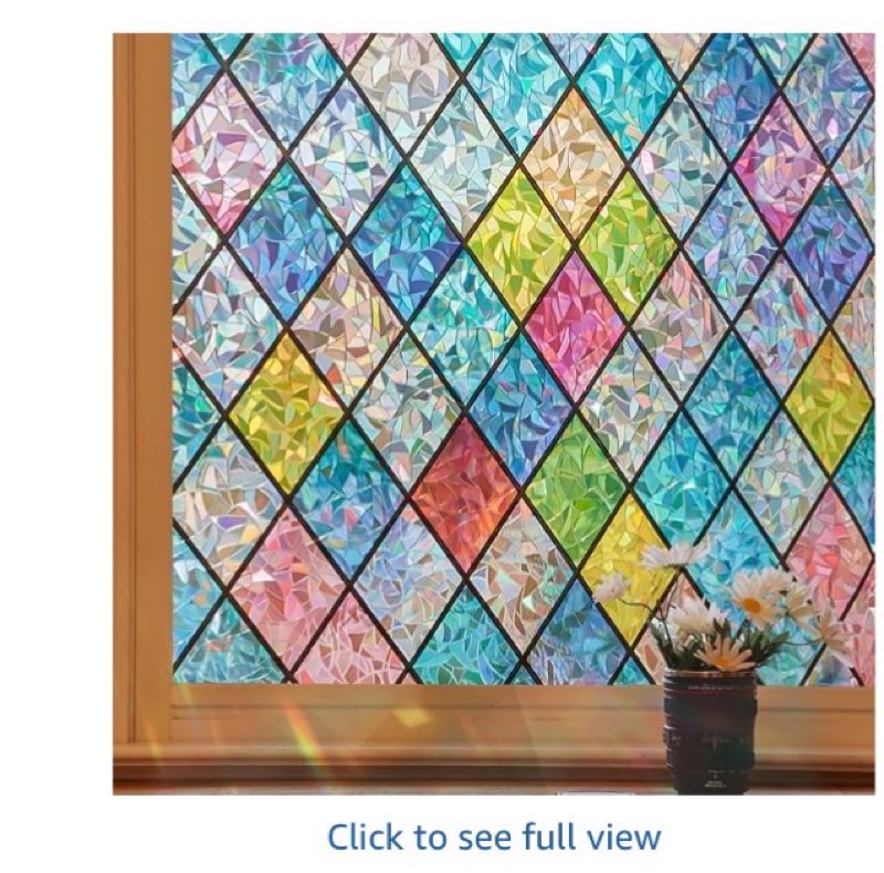 QHY Sunshine3D Window Privacy Film Stained Glass Window Film That is Adhesive-Free, Residue-Free, Re