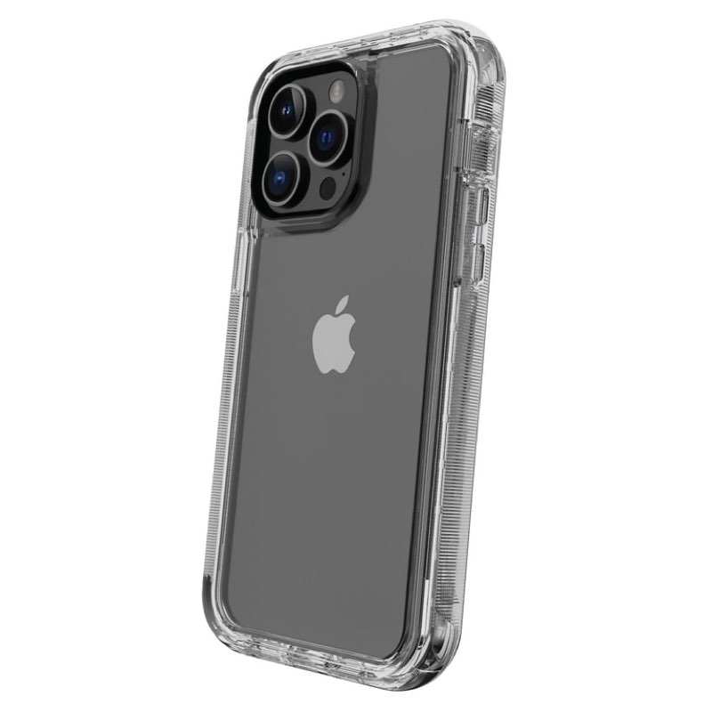 onn rugged phone case with holster for iphone 17e / iphone 16e / iphone 15 / iphone 14 / iphone 13 - clear