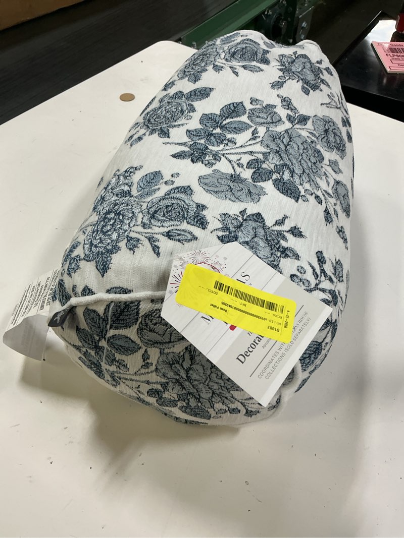 Condition photo showing Good Condition for floral toile bolster decorative pillow  blue and white  16  x 8   by my texas house