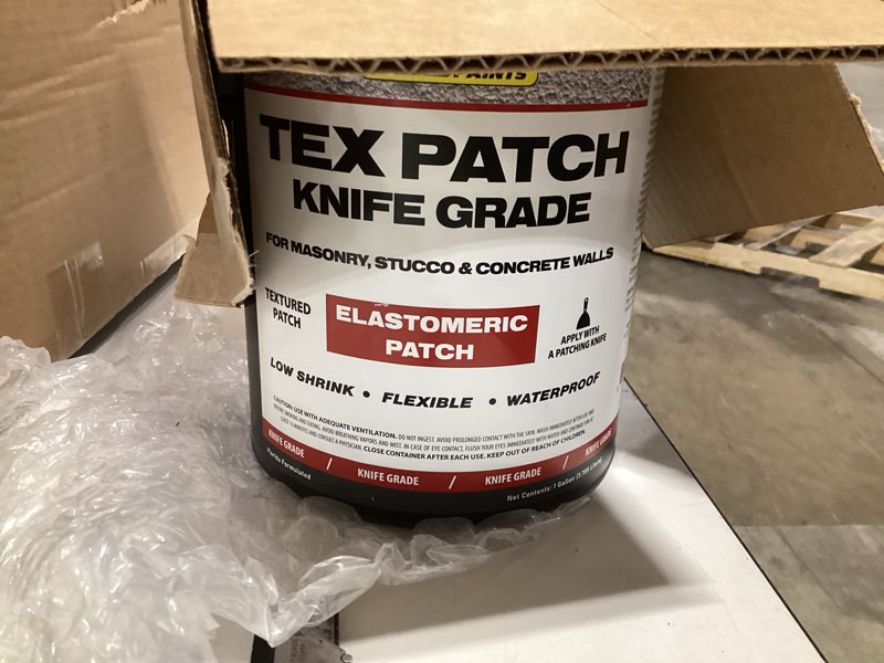 Condition photo showing Good Condition for tex patch stucco and concrete patch - knife grade textured elastomeric patching compound - fills cracks, holes, and imperfections in masonry, stucco, wood textured knife grade