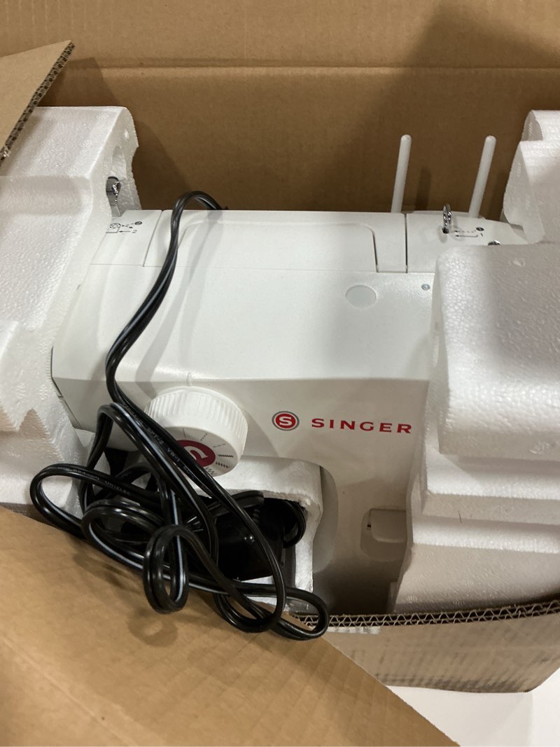 Condition photo showing As Is for SINGER MX60 Lightweight & Portable Sewing Machine with Accessory Kit & Foot Pedal | 57 Stitch Applications, LED Light & 4-step Buttonhole | Great for Crafts & Mending