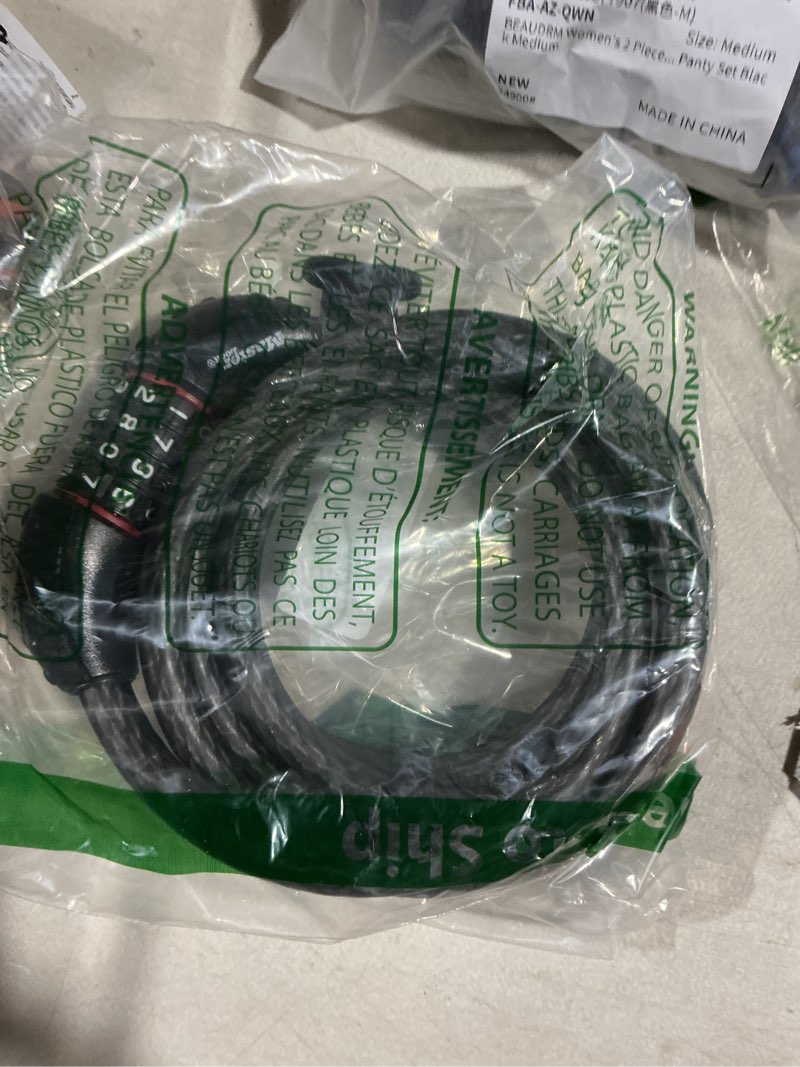 Condition photo showing As Is for Master Lock Cable Lock, Set Your Own Combination Bike Lock, 6 ft. Long, Black, 8122D Pack of 12