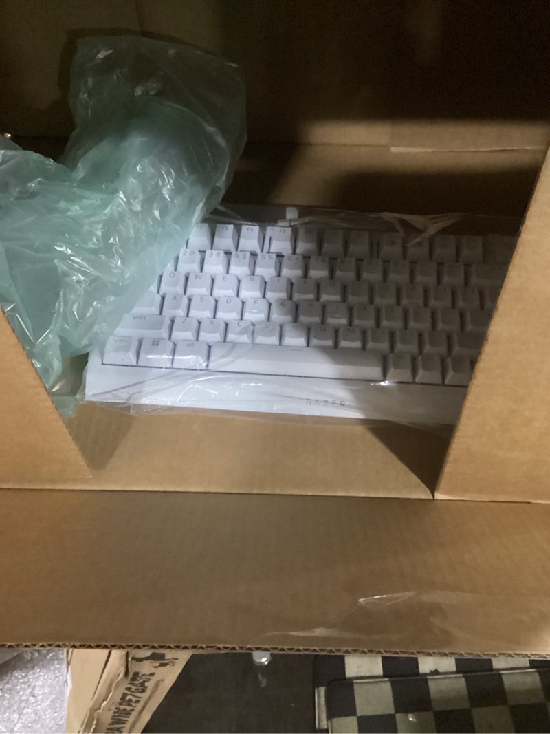 Condition photo showing Good Condition for Razer BlackWidow V4 75% Mechanical Gaming Keyboard: Hot-swappable Design - Compact & Durable - Orange Tactile Switches - Chroma RGB - MF Roller & Media Keys - Comfortable Wrist Rest - White (Renewed)
