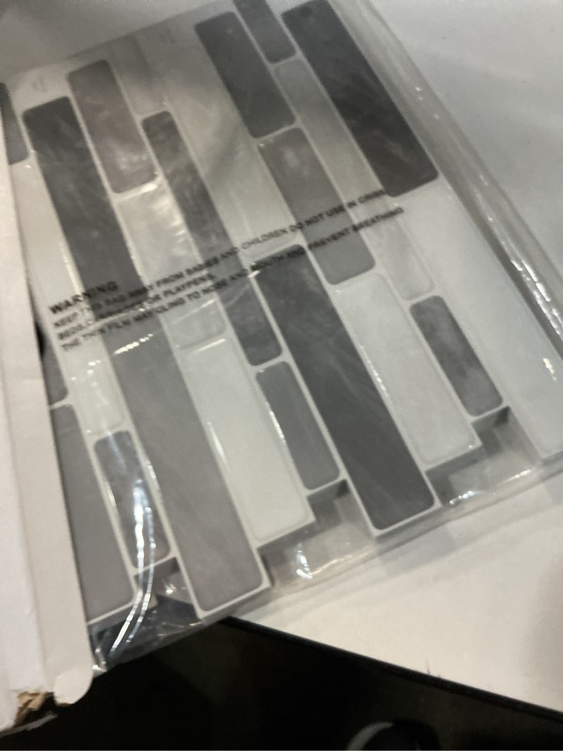 Condition photo showing New/Like New for wowstar 10-sheet peel and stick backsplash tile for kitchen wall, back splash stick on tiles for kitchen (12"x 12", gray)