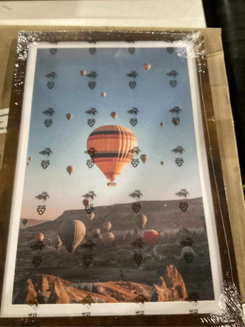 Condition photo showing Good Condition for wood 12x18 picture frame with 11x17 mat, display 11x17 with mat or 12x18 without mat, wood 12 by 18 photo frame, 12 x 18 frame for wall hanging display, deep brown 1 12x18 inch