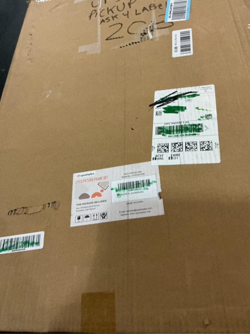 Condition photo showing item condition for upsimples 20x30 Picture Frame Black 3 Pack, Scratch-Proof Poster Frames 20 x 30 for Photo Gallery - Slide-In Strips, Horizontal or Vertical Wall Mounting Black 20x30