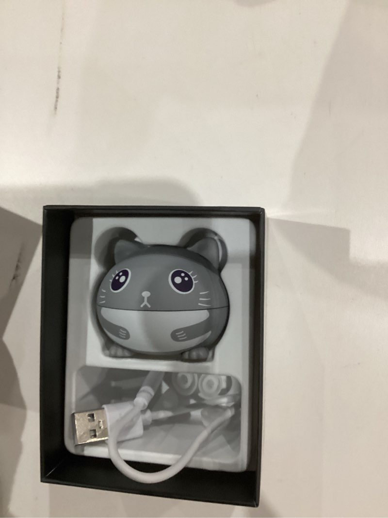 Condition photo showing Good Condition for Kids Earbuds, Cat Wireless Headphones for Kids with Chaging Case, 85dB Safe Volume, IPX6 Waterproof, Passive Noise Cancelling, Touch Control, 30H Playtime, Wireless Earbuds for Girls Boys Teen Grey White