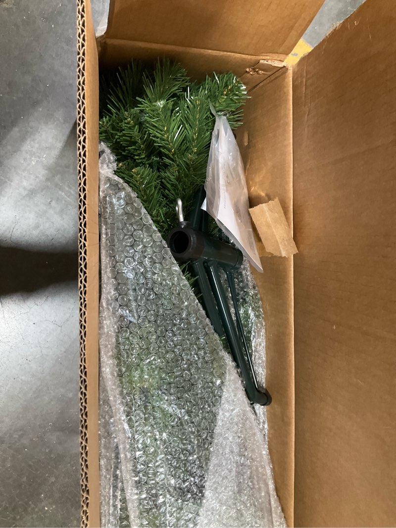 Condition photo showing Good Condition for National Tree Company 4.5 ft Pre-Lit Kingswood Fir Slim Artificial Christmas Tree, 150 Clear Lights, 330 Tips, Includes Stand, Green