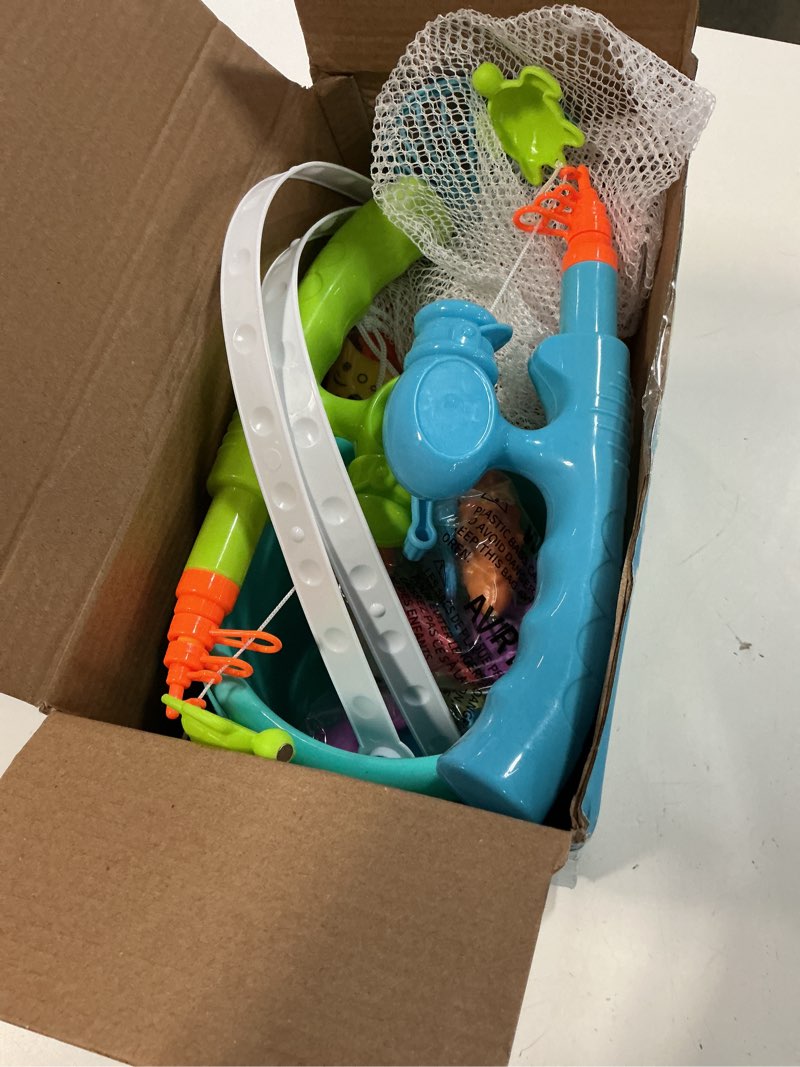 Condition photo showing Good Condition for niplooow pool fishing toys games, water table bathtub toy with inflatable pool pole rod net plastic floating fish, birthday gifts for kids age 3 4 5 6 year old,kids outdoor toys 60pcs + large fishing pool
