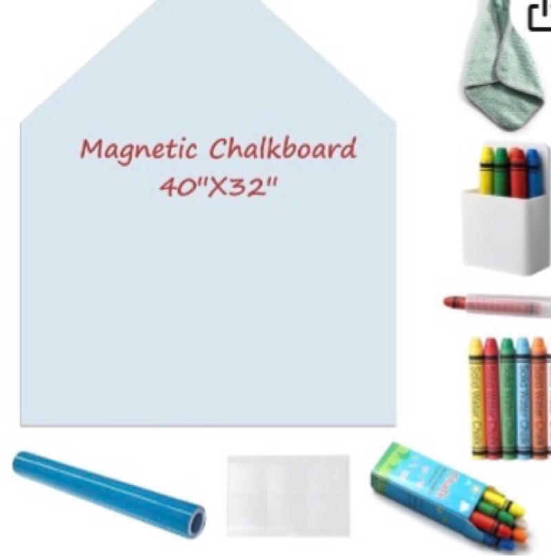 Magnetic Chalkboard Wall Decal 40”x32” Peel & Stick, Kids Educational Arch Blackboard with 6 Chalks,