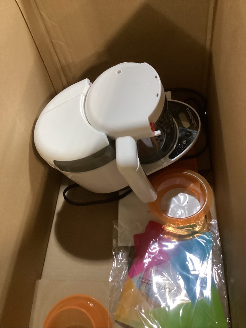 Condition photo showing As Is for Baby Brezza One Step Baby Food Maker Deluxe – Auto shut Off, Dishwasher Safe Cooker and Blender to Steam + Puree Organic Food for Infants + Toddlers - Set of 3 Pouches + 3 Funnels