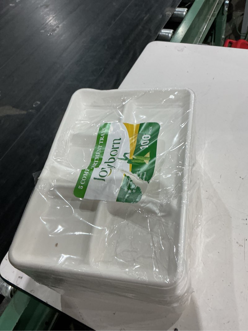 Condition photo showing Good Condition for vplus compostable  compartment5 plates, 100pack, 1| disposable school lunch trays, eco-friendly bagasse plates for school lunch, buffet, and party, perfect for kids