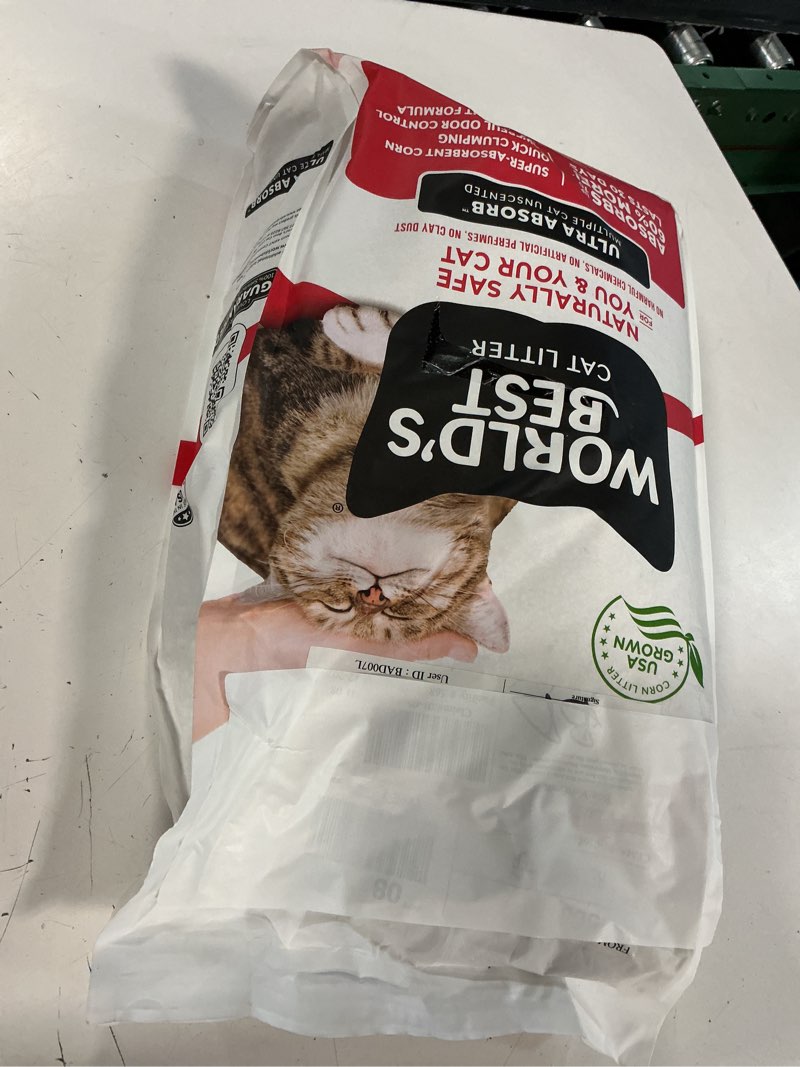 Condition photo showing New/Like New for world’s best cat litter® ultra absorb™ unscented, made from corn, quick clumping, flushable, 99% dust free, long-lasting odor control & easy scooping, 15 pound bag