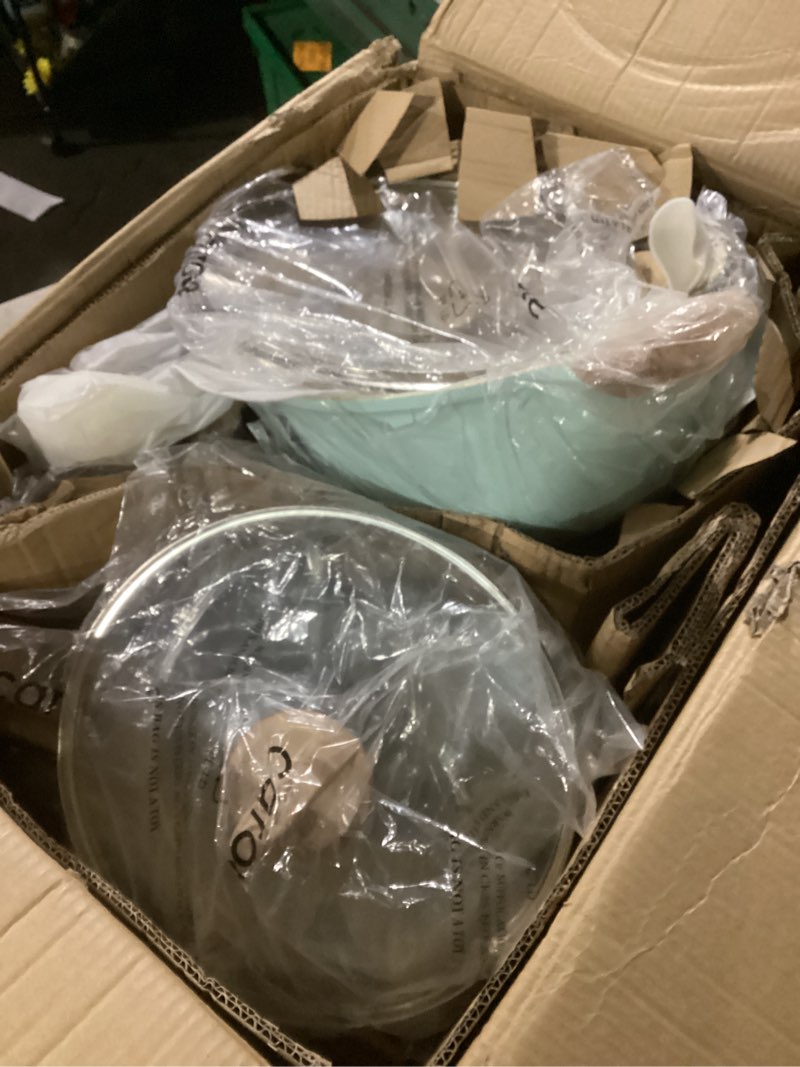 Condition photo showing As Is for CAROTE 21-Piece Ceramic Pots and Pans Cookware Set, Non Stick Induction Cook Ware Kitchen Cooking Set Non-Toxic Health, PFAS Free