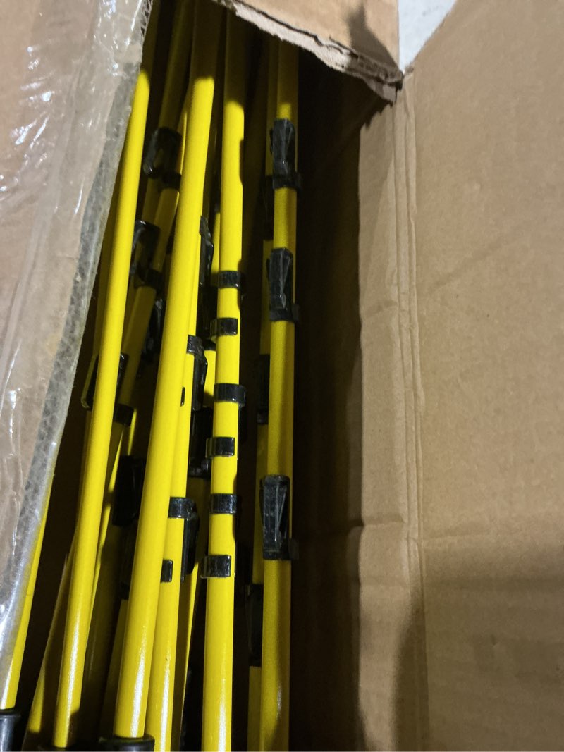 Condition photo showing As Is for 46 inches fiberglass step in electric fence posts,temporary fence stakes for cows,sheep and animals fence,snow fence, garden protection,portable fence ideal for electric fencing-20 posts 46inch-20 pack