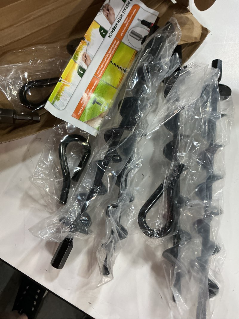 Condition photo showing New/Like New for [premium] 4 pack ground anchors with power nut driver drill bit, ground anchors screw in, swing set anchors, trampoline anchors high wind heavy duty for camping tents, car ports, swing sets, canopies
