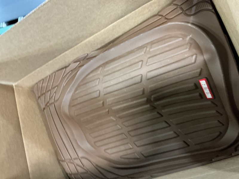 Condition photo showing Good Condition for motor trend flextough deep dish all-weather floor mats, waterproof trim-to fit mats for cars, trucks, suvs - universal automotive floor liners, car accessories, brown full set brown