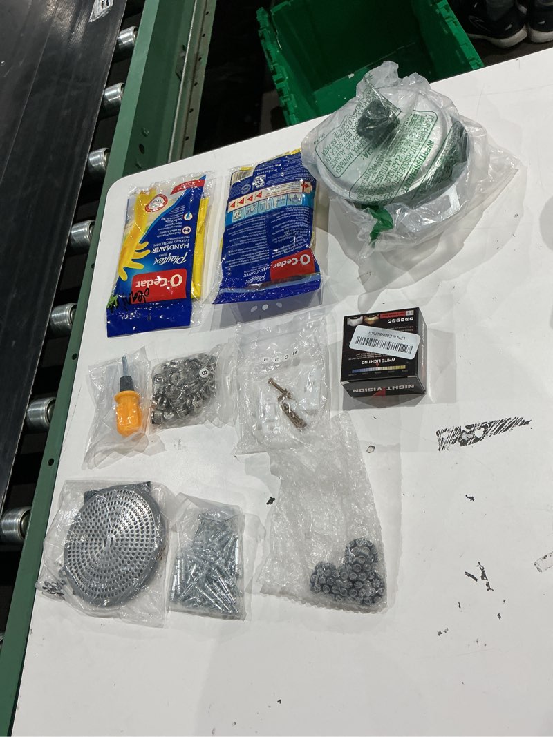 Condition photo showing As Is for assorted home improvement lot (small tools, screw, home accessories, etc.)